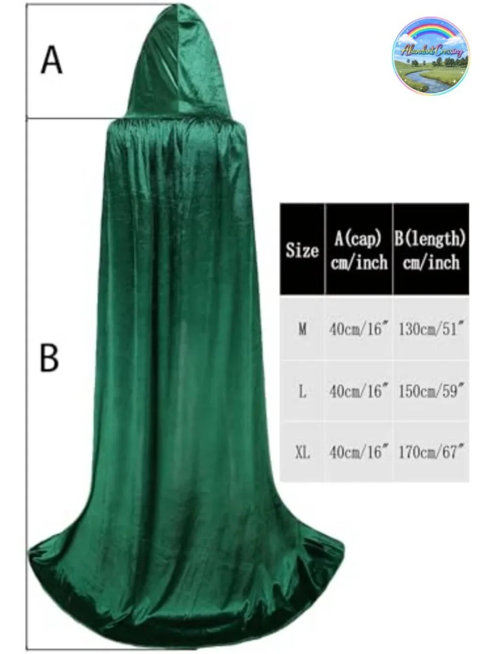 Unisex Hooded Velvet Cloak Cape for Halloween Cosplay Costume